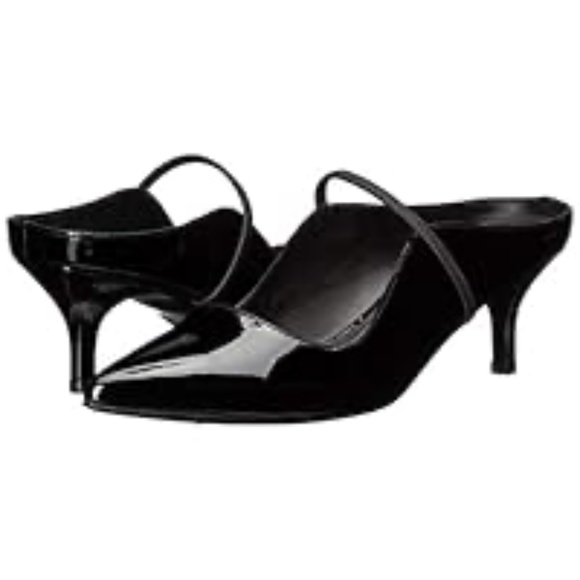SIGERSON MORRISON Beryl Mule Pumps Ponted Toe Black Patent Leather Heeled Shoes - Picture 6 of 10